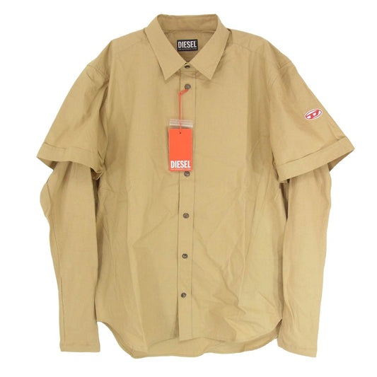 DIESEL ディーゼル A04013 S-MARLEY-A レイヤード 長袖 シャツ カットソー ブラウン系 M【極上美品】【中古】