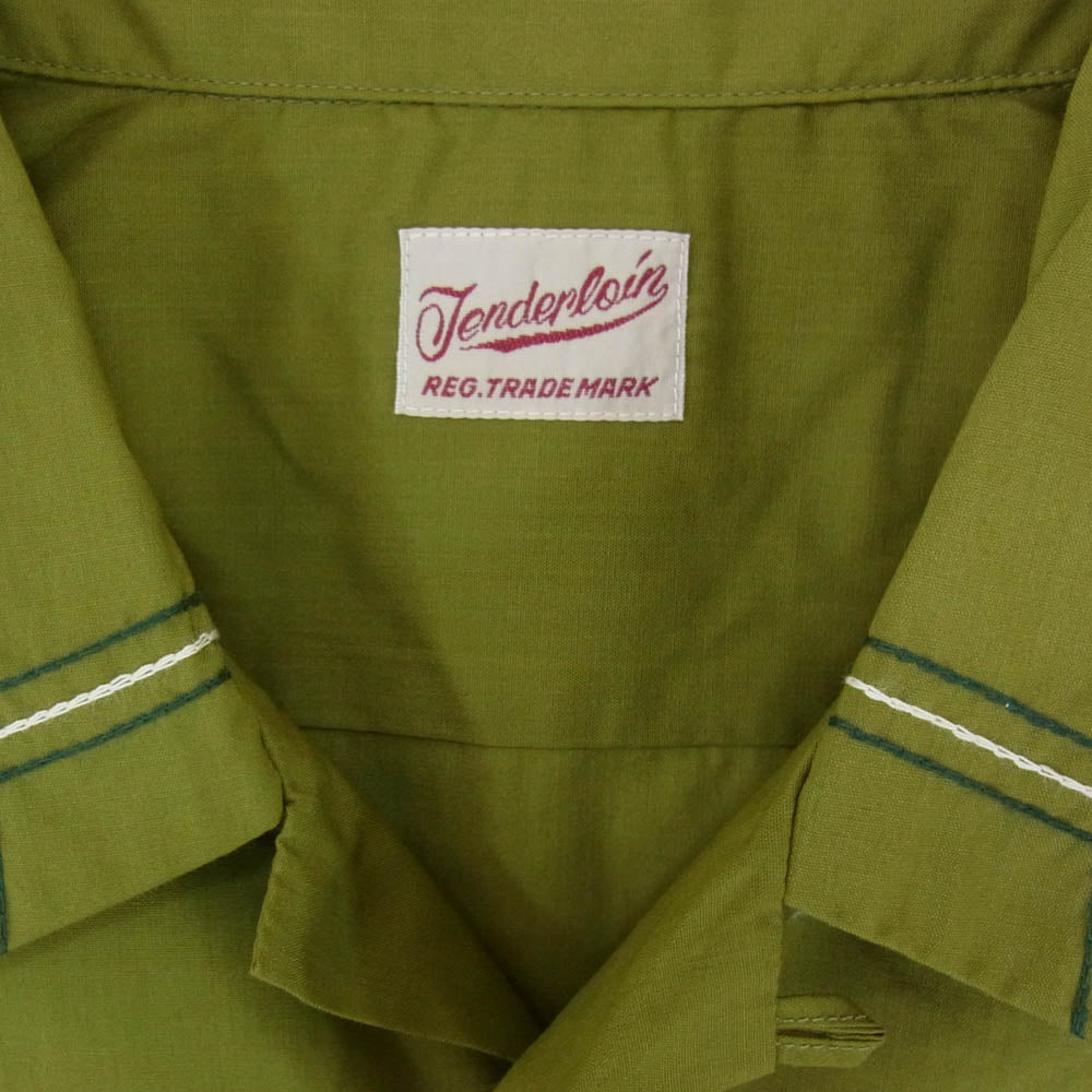 TENDERLOIN テンダーロイン T-P.P SHT ロゴワッペン付き 半袖 ワークシャツ カーキ系 グリーン系 M【中古】