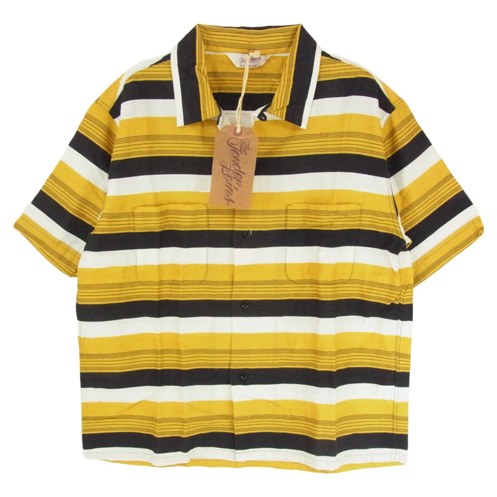 TENDERLOIN テンダーロイン T-BOADER SHT ボーダー 半袖 オープンカラー シャツ イエロー系 M【中古】