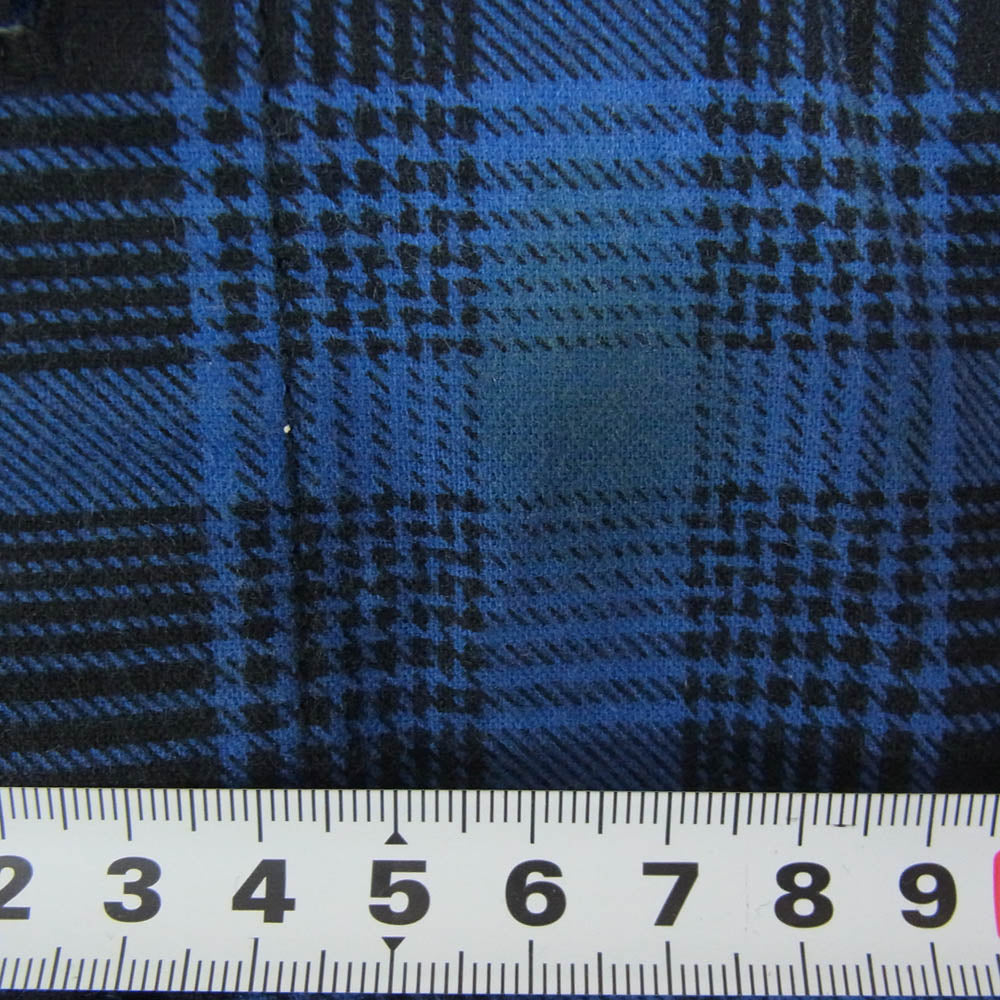 TENDERLOIN テンダーロイン T-PRINT FLANNEL CHECK SHT チェーン刺繡ロゴ チェック プリントフランネル 長袖シャツ ブルー系 S【中古】