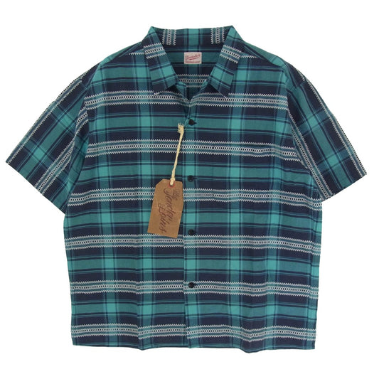 TENDERLOIN テンダーロイン T-CHECK SHT S/S チェック 半袖 オープンカラー シャツ ブルー系 M【中古】
