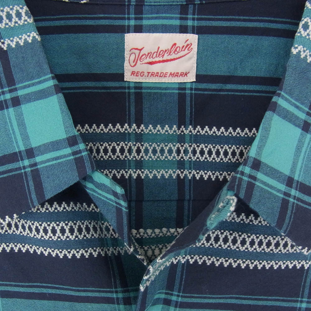 TENDERLOIN テンダーロイン T-CHECK SHT S/S チェック 半袖 オープンカラー シャツ ブルー系 M【中古】