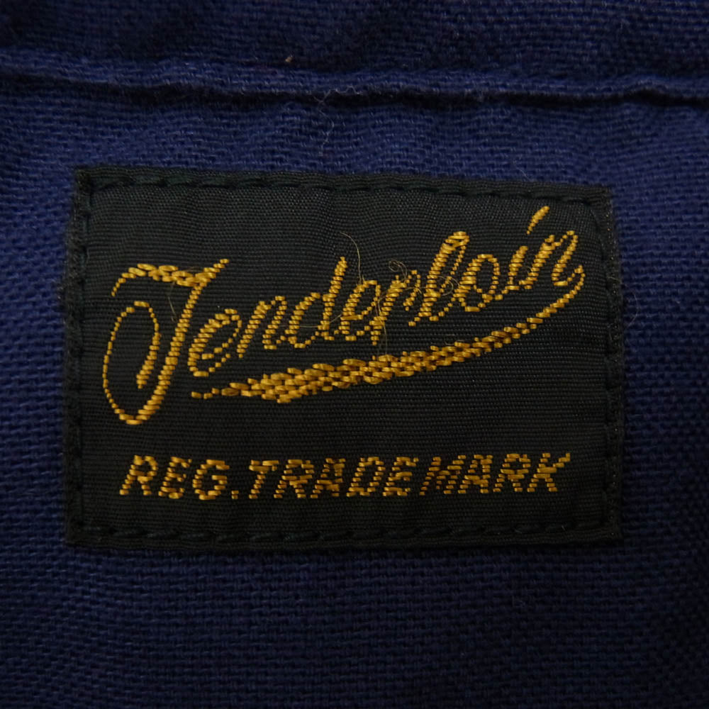 TENDERLOIN テンダーロイン T-BOWLS SHT SHORT チェーン刺繍ロゴ 半袖 オープンカラー ボーリングシャツ ネイビー系 M【中古】