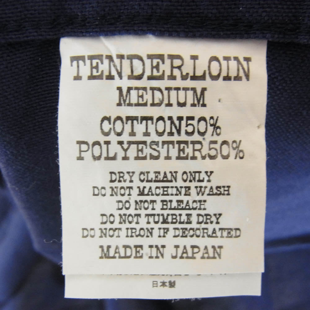 TENDERLOIN テンダーロイン T-BOWLS SHT SHORT チェーン刺繍ロゴ 半袖 オープンカラー ボーリングシャツ ネイビー系 M【中古】