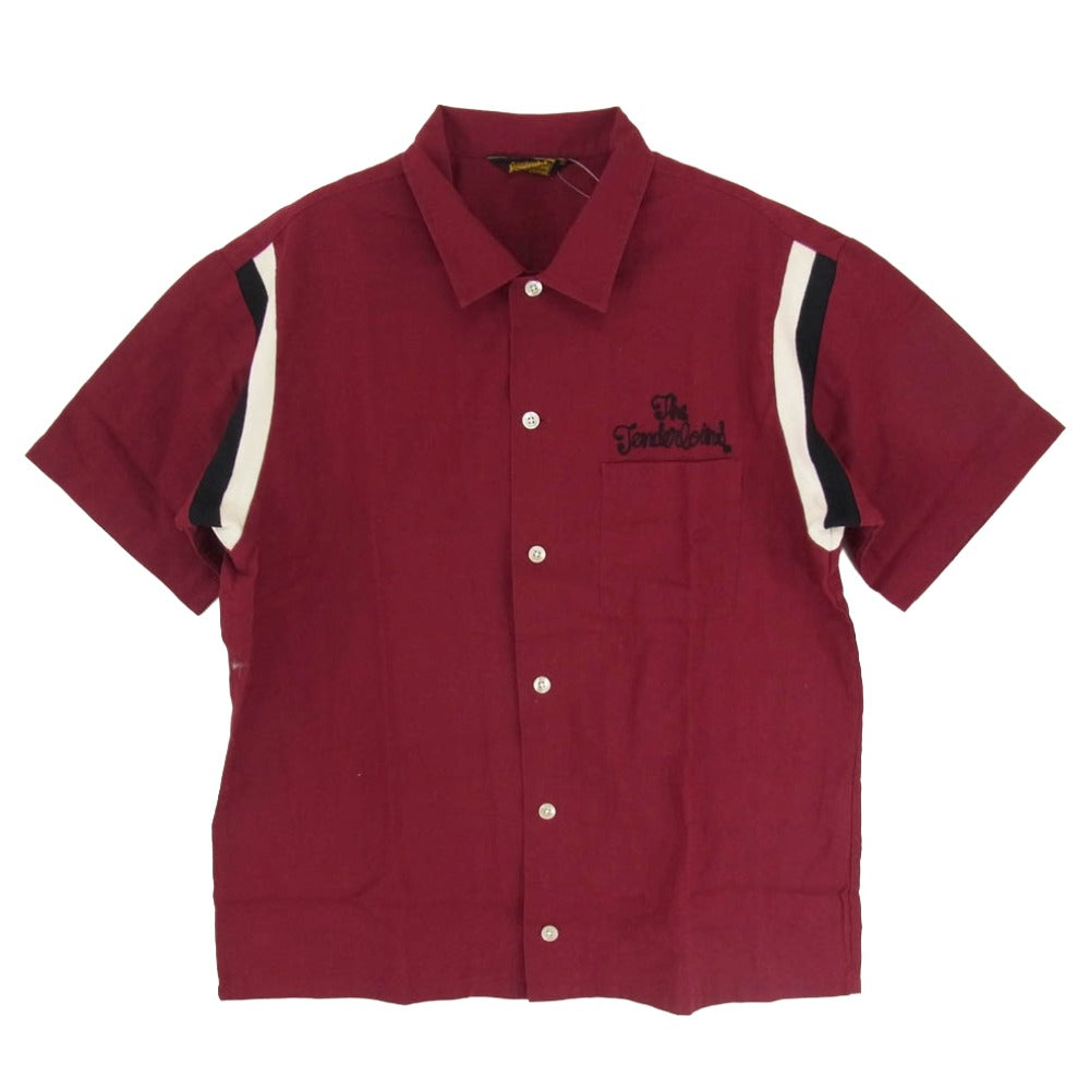 TENDERLOIN テンダーロイン T-BOWL SHT S チェーン刺繍ロゴ 脇リブ 半袖 オープンカラー ボーリングシャツ レッド系 エンジ系 M【中古】
