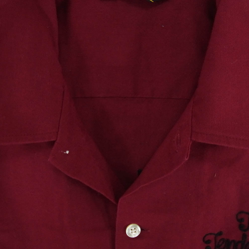 TENDERLOIN テンダーロイン T-BOWL SHT S チェーン刺繍ロゴ 脇リブ 半袖 オープンカラー ボーリングシャツ レッド系 エンジ系 M【中古】