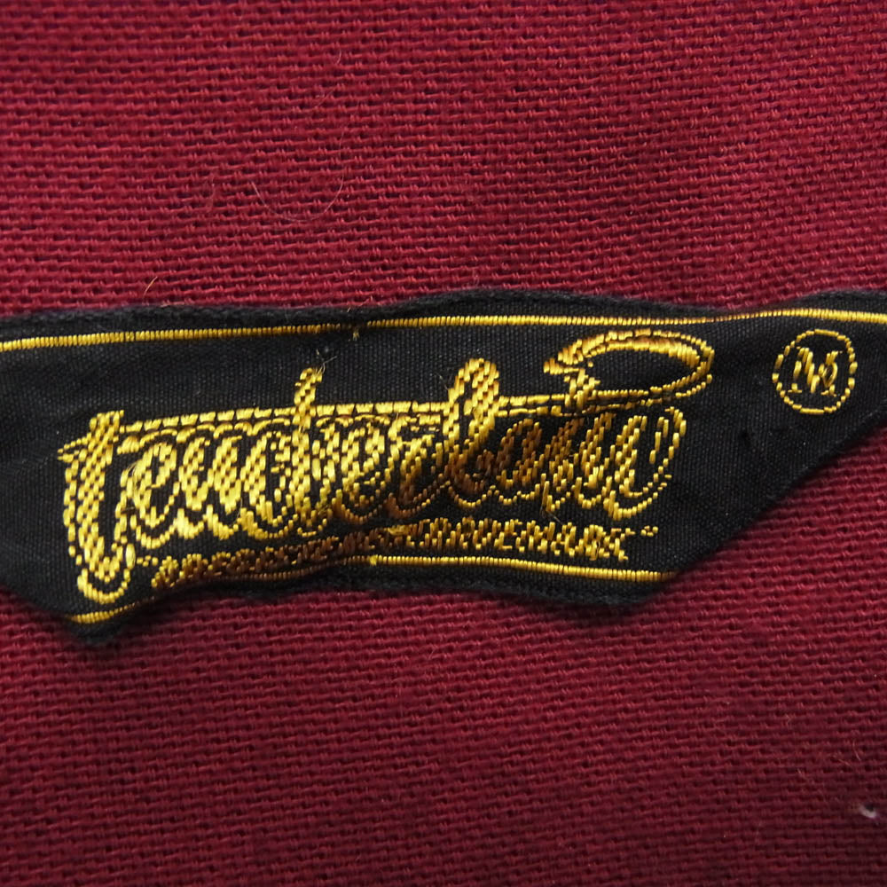 TENDERLOIN テンダーロイン T-BOWL SHT S チェーン刺繍ロゴ 脇リブ 半袖 オープンカラー ボーリングシャツ レッド系 エンジ系 M【中古】