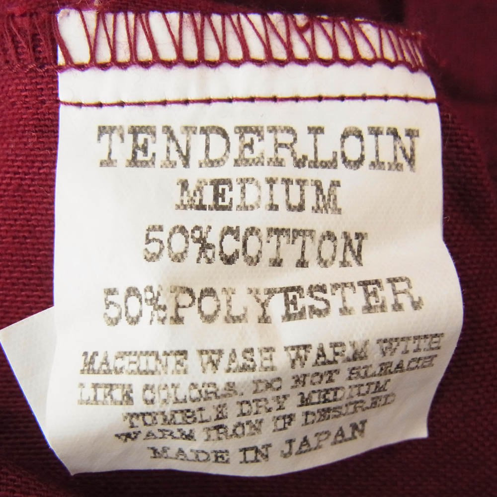 TENDERLOIN テンダーロイン T-BOWL SHT S チェーン刺繍ロゴ 脇リブ 半袖 オープンカラー ボーリングシャツ レッド系 エンジ系 M【中古】
