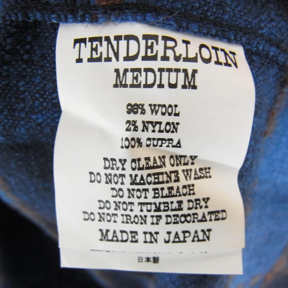 TENDERLOIN テンダーロイン T-WOOL SHT WP チェック ウール オープンカラー 長袖シャツ ブルー系 M【美品】【中古】