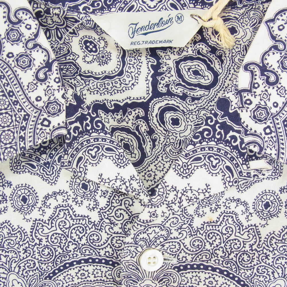 TENDERLOIN テンダーロイン T-PAISLEY SHT ペイズリー柄 半袖 オープンカラーシャツ NAVY ネイビー系 M【中古】