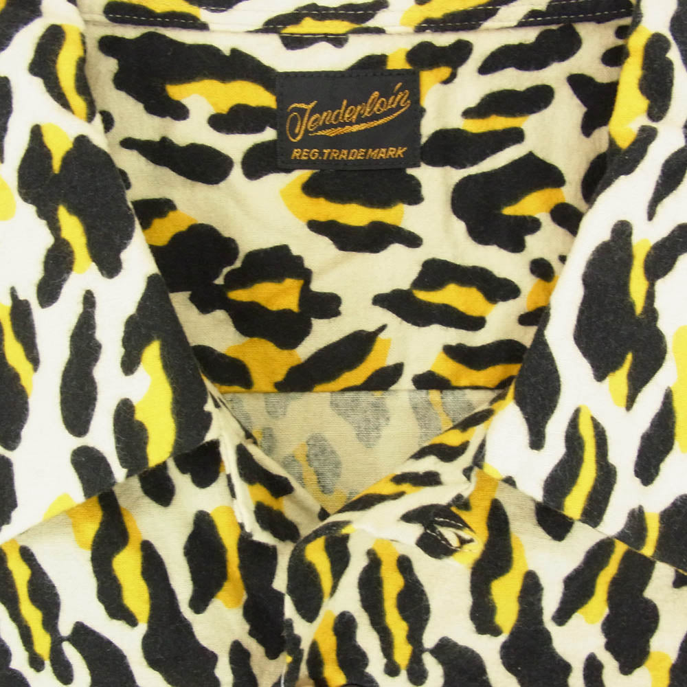 TENDERLOIN テンダーロイン T-PRINT FLANNEL SHT A SHORT LEOPARDO レオパード柄 プリントフランネル 半袖 オープンカラーシャツ イエロー系 M【中古】