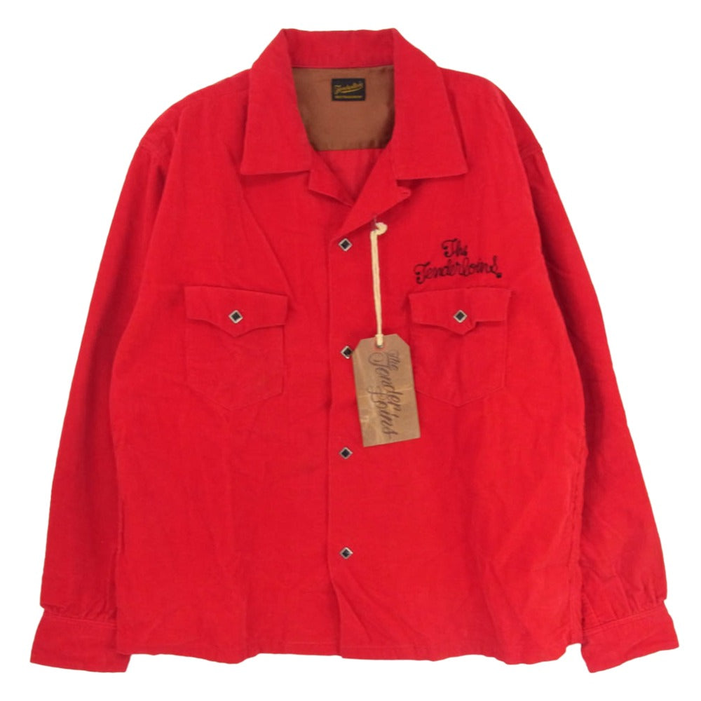 TENDERLOIN テンダーロイン T-CORDUROY SHT S チェーン刺繍ロゴ ウエスタン コーデュロイ 長袖 オープンカラー シャツ レッド系 M【中古】