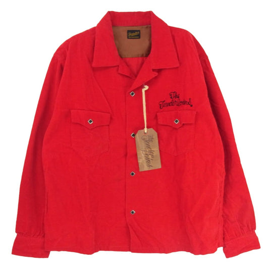 TENDERLOIN テンダーロイン T-CORDUROY SHT S チェーン刺繍ロゴ ウエスタン コーデュロイ 長袖 オープンカラー シャツ レッド系 M【中古】