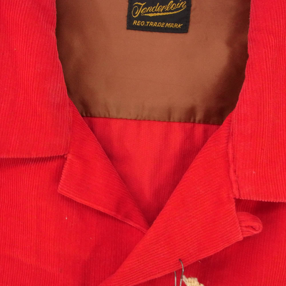 TENDERLOIN テンダーロイン T-CORDUROY SHT S チェーン刺繍ロゴ ウエスタン コーデュロイ 長袖 オープンカラー シャツ レッド系 M【中古】