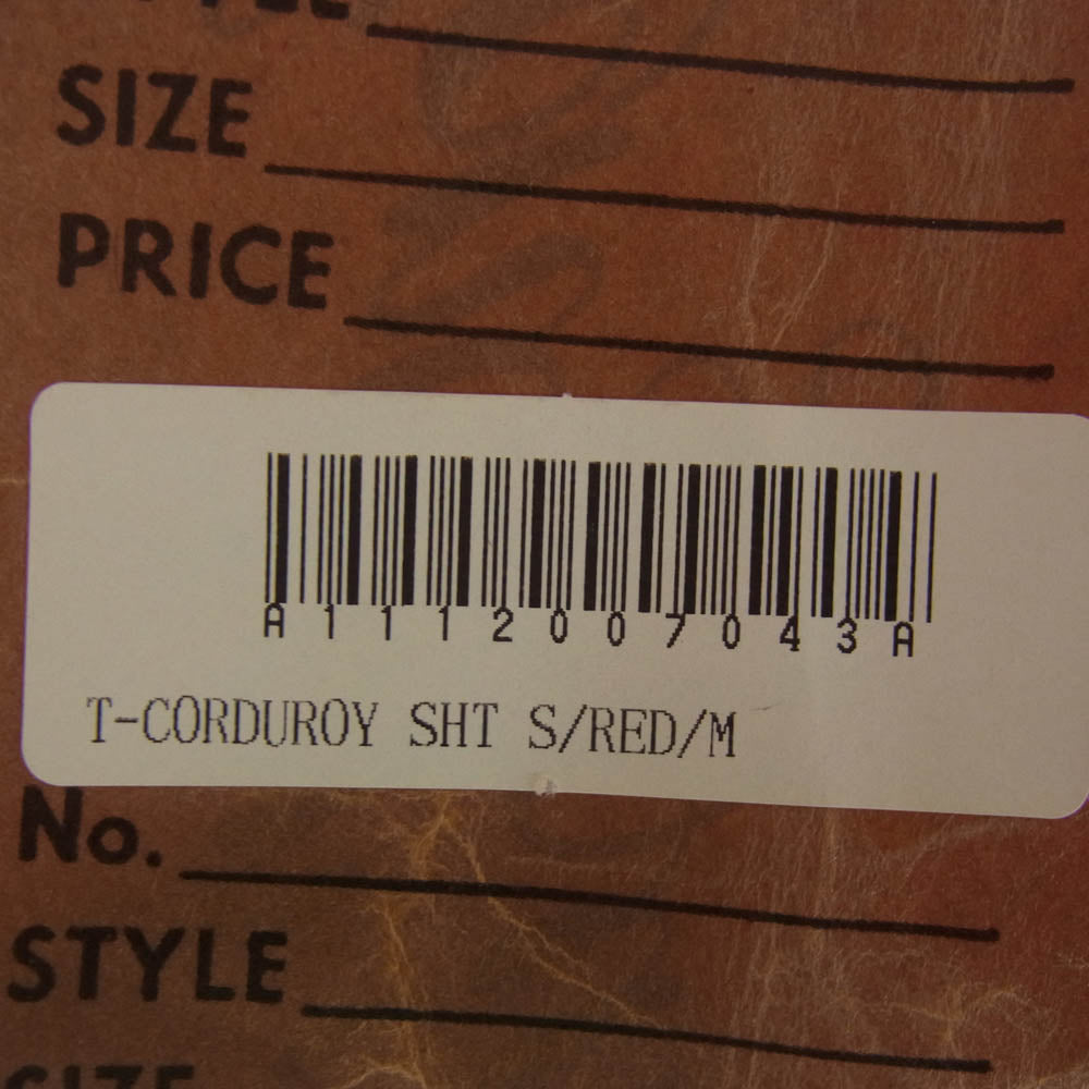 TENDERLOIN テンダーロイン T-CORDUROY SHT S チェーン刺繍ロゴ ウエスタン コーデュロイ 長袖 オープンカラー シャツ レッド系 M【中古】