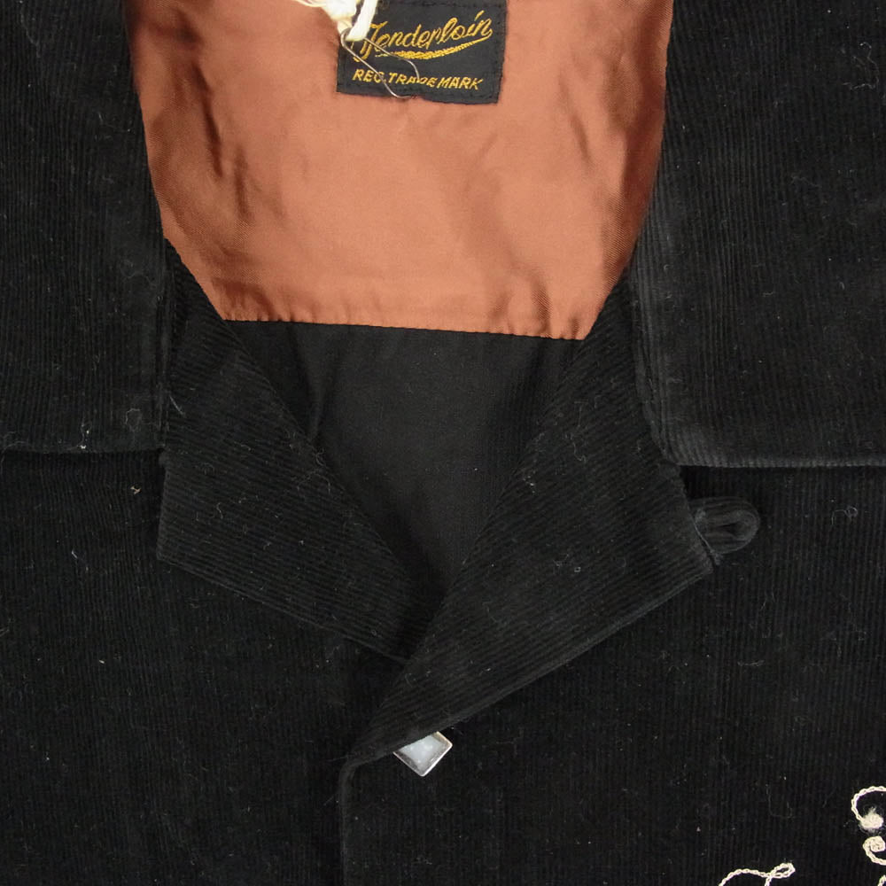 TENDERLOIN テンダーロイン T-CORDUROY SHT S チェーン刺繍ロゴ ウエスタン コーデュロイ 長袖 オープンカラー シャツ ブラック系 M【中古】