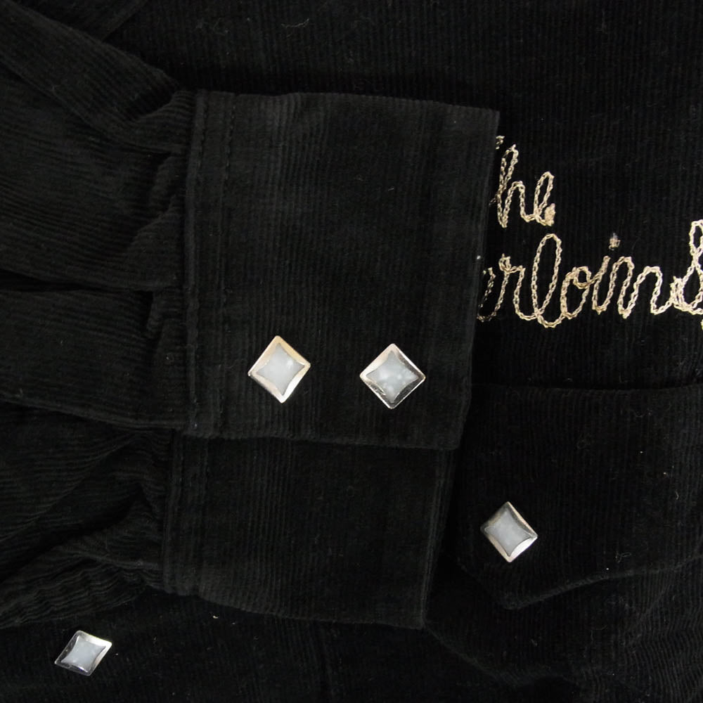 TENDERLOIN テンダーロイン T-CORDUROY SHT S チェーン刺繍ロゴ ウエスタン コーデュロイ 長袖 オープンカラー シャツ ブラック系 M【中古】