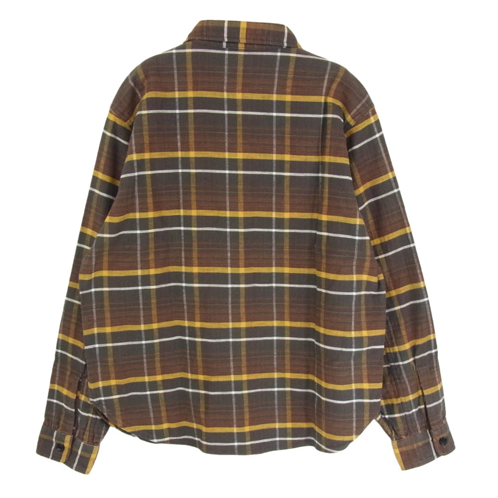 TENDERLOIN テンダーロイン T-HEAVY FLANNEL SHT チェック ヘビー フランネル 長袖シャツ ブラウン×イエロー ブラウン系 M【中古】