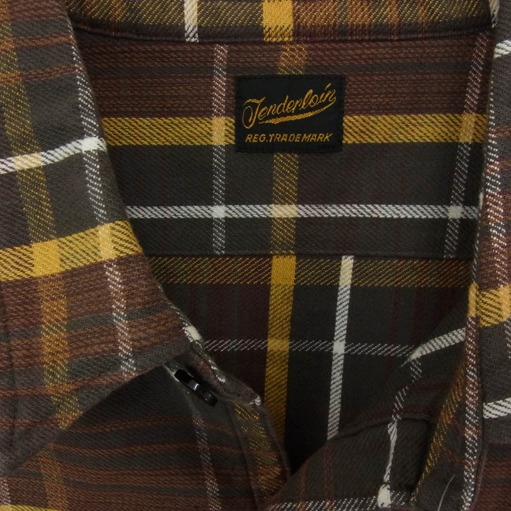TENDERLOIN テンダーロイン T-HEAVY FLANNEL SHT チェック ヘビー フランネル 長袖シャツ ブラウン×イエロー ブラウン系 M【中古】