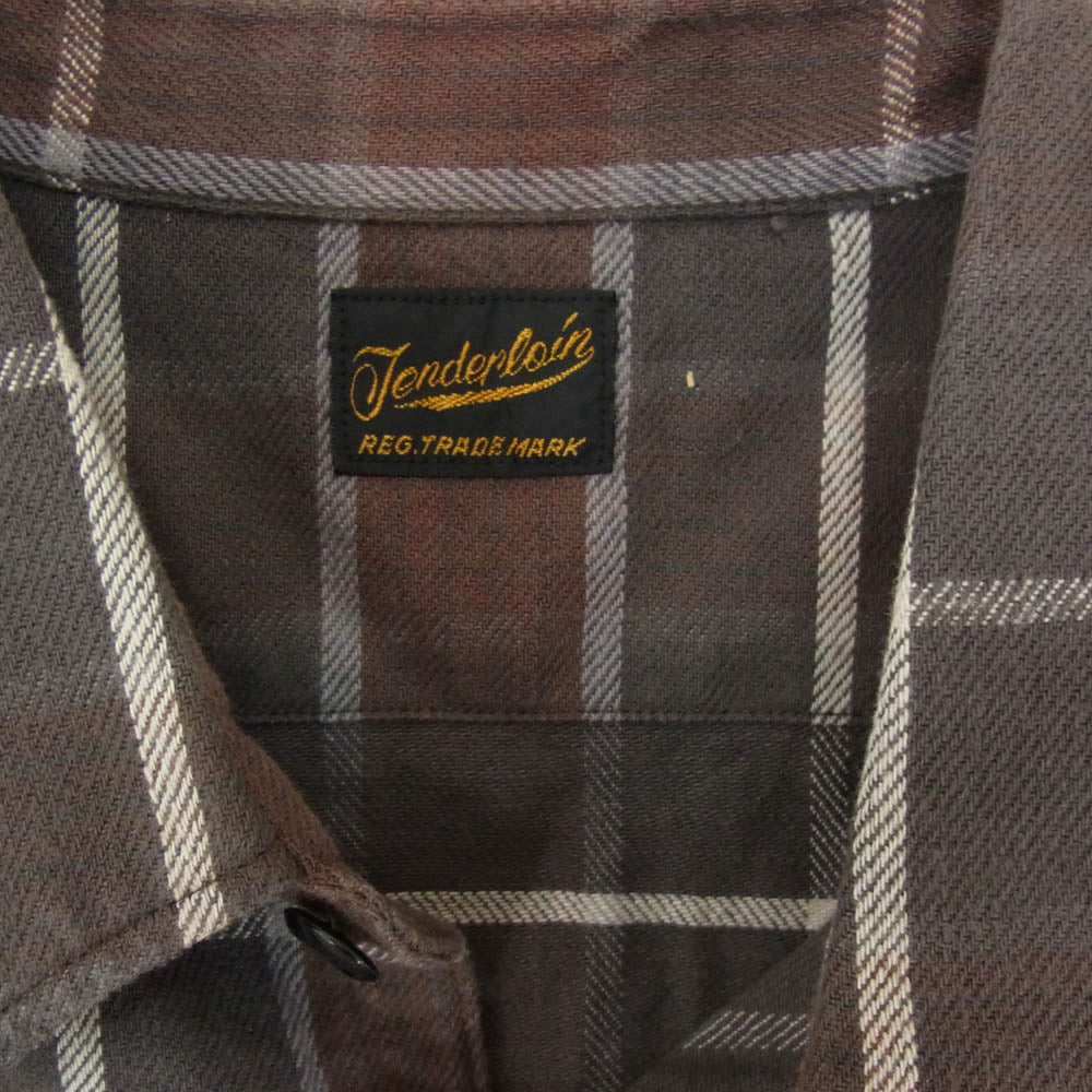 TENDERLOIN テンダーロイン T-HEAVY FLANNEL SHT チェック ヘビー フランネル 長袖シャツ ブラウン系 M【中古】