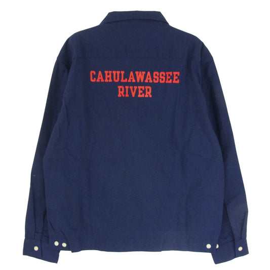 TENDERLOIN テンダーロイン T-BOWLS SHT 1 LONG ロゴワッペン 長袖 オープンカラー ボーリングシャツ ネイビー系 M【中古】