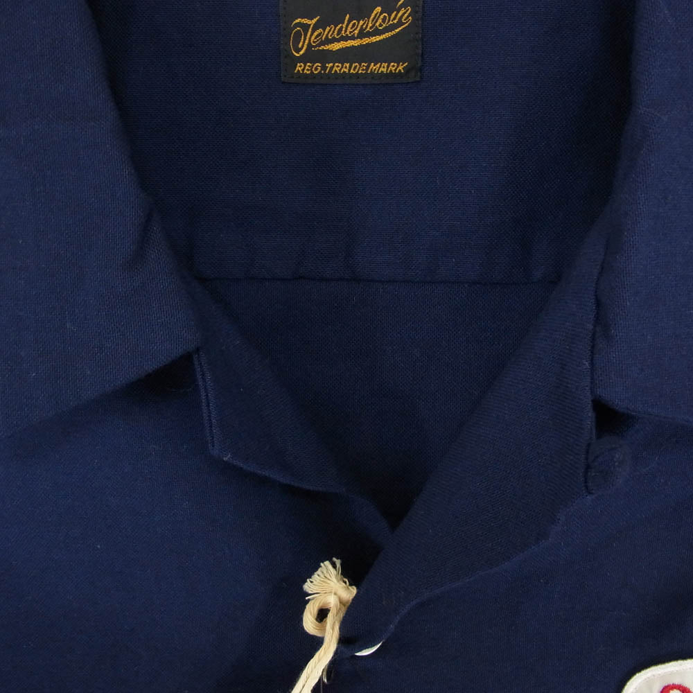 TENDERLOIN テンダーロイン T-BOWLS SHT 1 LONG ロゴワッペン 長袖 オープンカラー ボーリングシャツ ネイビー系 M【中古】