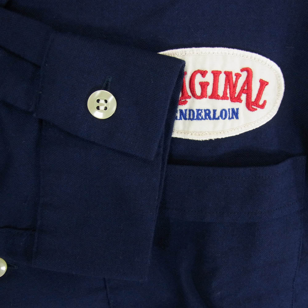 TENDERLOIN テンダーロイン T-BOWLS SHT 1 LONG ロゴワッペン 長袖 オープンカラー ボーリングシャツ ネイビー系 M【中古】
