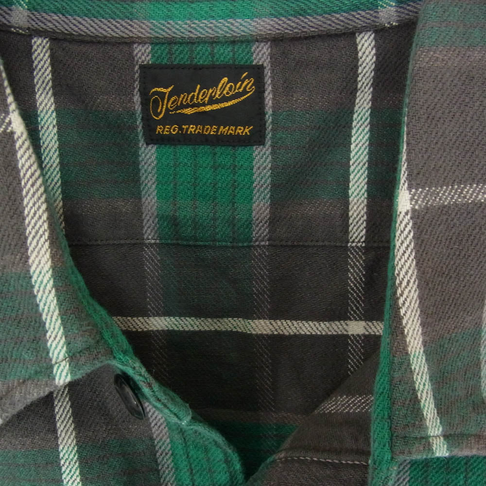 TENDERLOIN テンダーロイン T-HEAVY FLANNEL SHT チェック ヘビー フランネル 長袖シャツ グリーン系 M【中古】