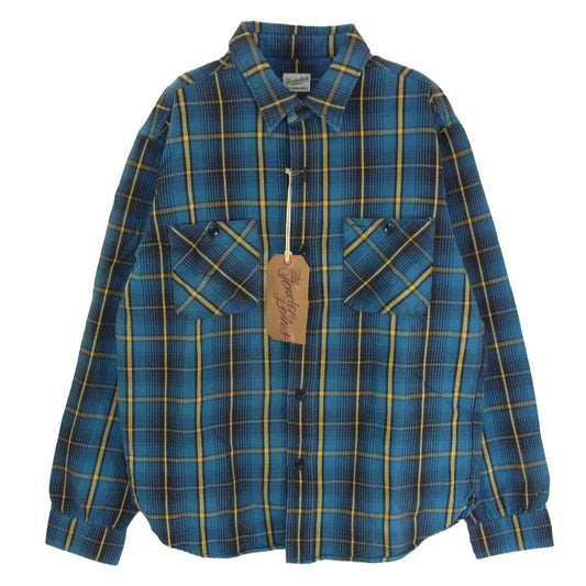 TENDERLOIN テンダーロイン T-HEAVY FLANNEL SHT CHECK チェック ヘビー フランネル 長袖シャツ TURQUO ブルー系 M【中古】