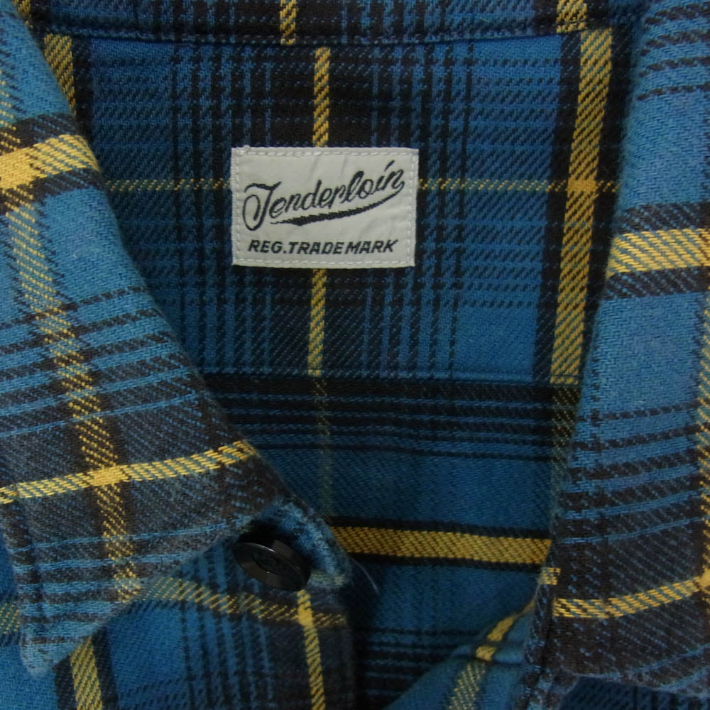 TENDERLOIN テンダーロイン T-HEAVY FLANNEL SHT CHECK チェック ヘビー フランネル 長袖シャツ TURQUO ブルー系 M【中古】