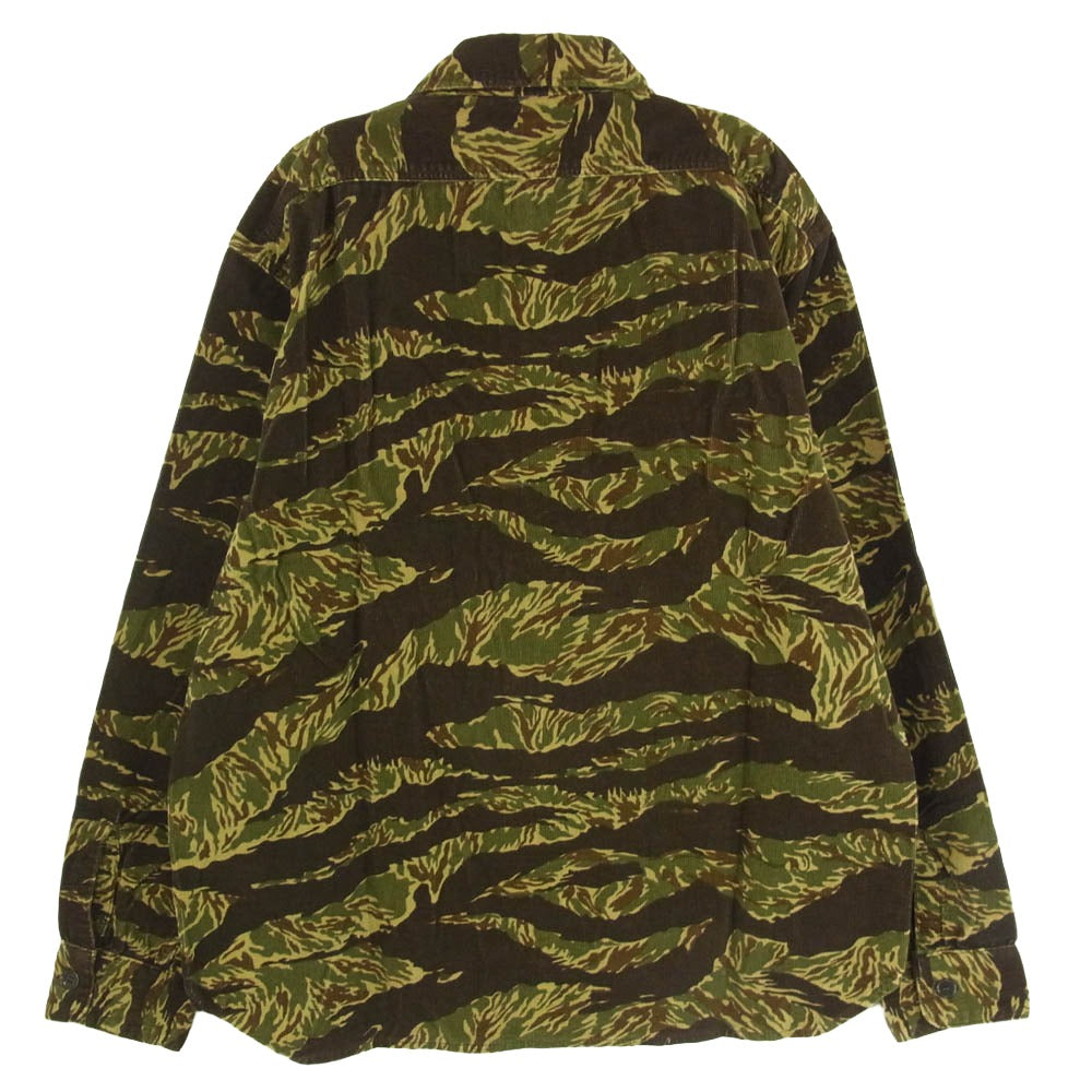 TENDERLOIN テンダーロイン T-CORDUROY SHT BB タイガーカモ コーデュロイ 長袖シャツ カーキ系 M【美品】【中古】