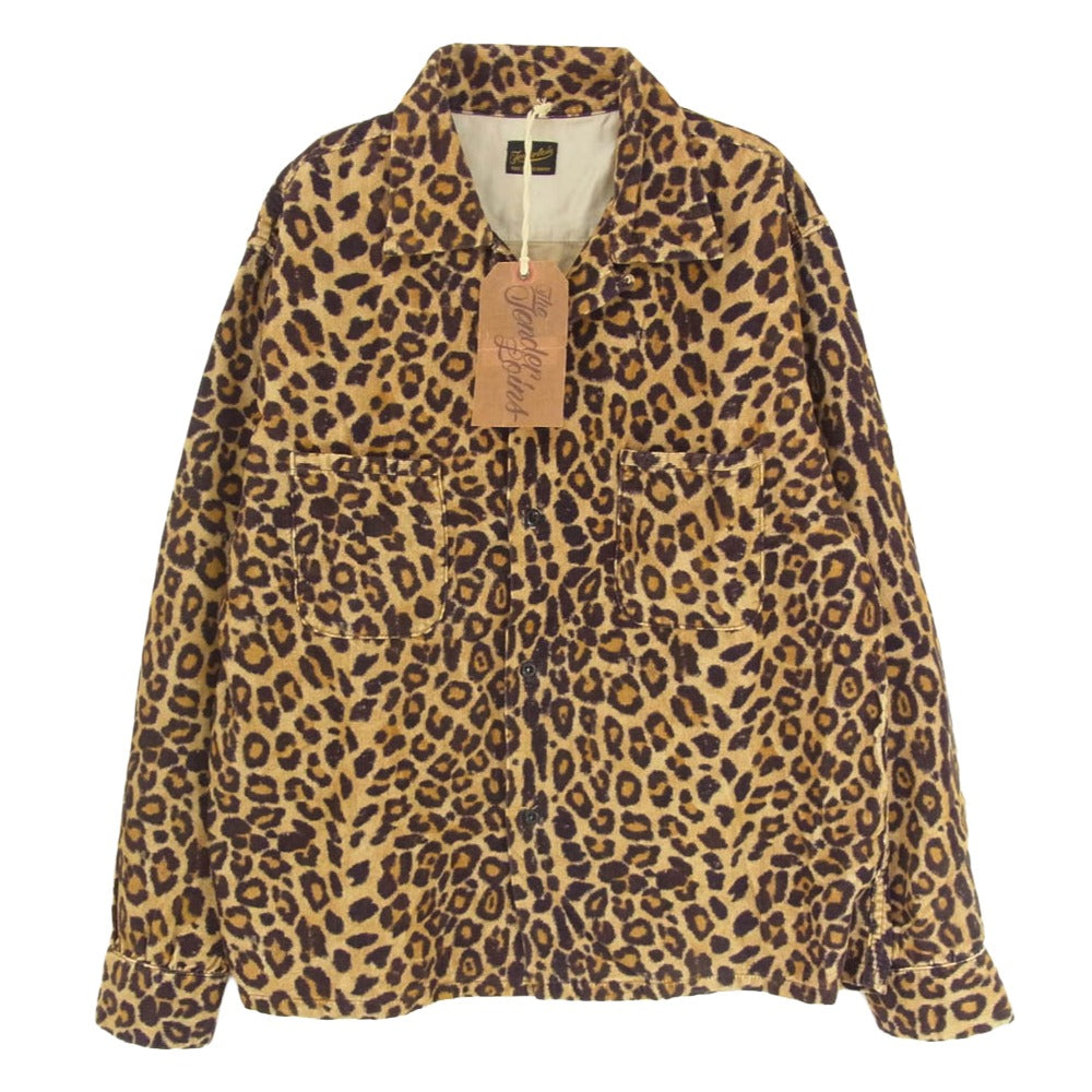 TENDERLOIN テンダーロイン T-CORDUROY SHT A LEOPARDO レオパード柄 コーデュロイ 長袖 オープンカラー シャツ ブラウン系 M【美品】【中古】