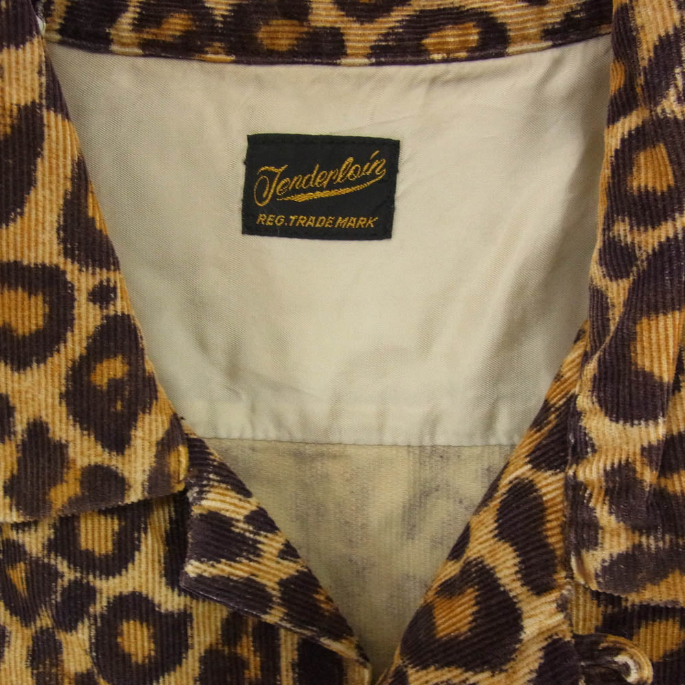 TENDERLOIN テンダーロイン T-CORDUROY SHT A LEOPARDO レオパード柄 コーデュロイ 長袖 オープンカラー シャツ ブラウン系 M【美品】【中古】