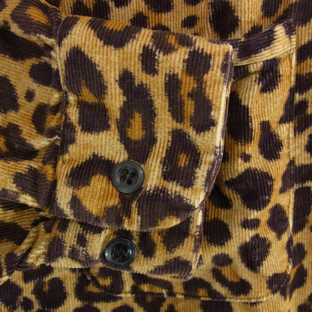 TENDERLOIN テンダーロイン T-CORDUROY SHT A LEOPARDO レオパード柄 コーデュロイ 長袖 オープンカラー シャツ ブラウン系 M【美品】【中古】