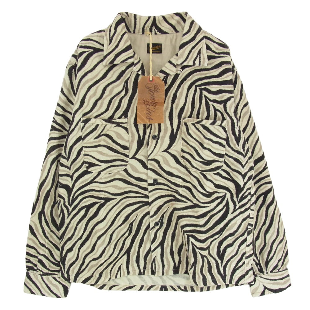 TENDERLOIN テンダーロイン T-CORDUROY SHT A ZEBRA ゼブラ柄 コーデュロイ 長袖 オープンカラー シャツ ブラック系 M【美品】【中古】