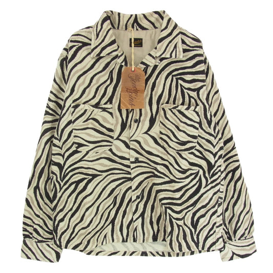 TENDERLOIN テンダーロイン T-CORDUROY SHT A ZEBRA ゼブラ柄 コーデュロイ 長袖 オープンカラー シャツ ブラック系 M【美品】【中古】