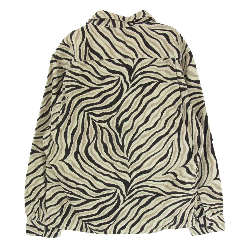 TENDERLOIN テンダーロイン T-CORDUROY SHT A ZEBRA ゼブラ柄 コーデュロイ 長袖 オープンカラー シャツ ブラック系 M【美品】【中古】