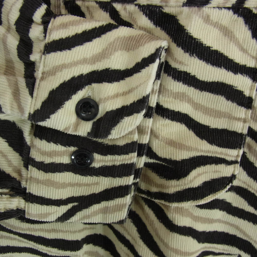 TENDERLOIN テンダーロイン T-CORDUROY SHT A ZEBRA ゼブラ柄 コーデュロイ 長袖 オープンカラー シャツ ブラック系 M【美品】【中古】