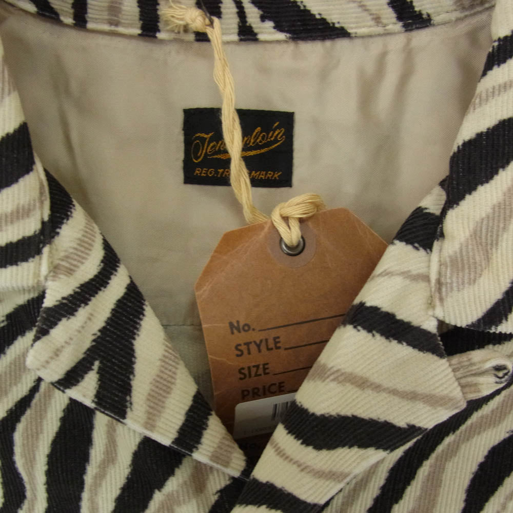 TENDERLOIN テンダーロイン T-CORDUROY SHT A ZEBRA ゼブラ柄 コーデュロイ 長袖 オープンカラー シャツ ブラック系 M【美品】【中古】