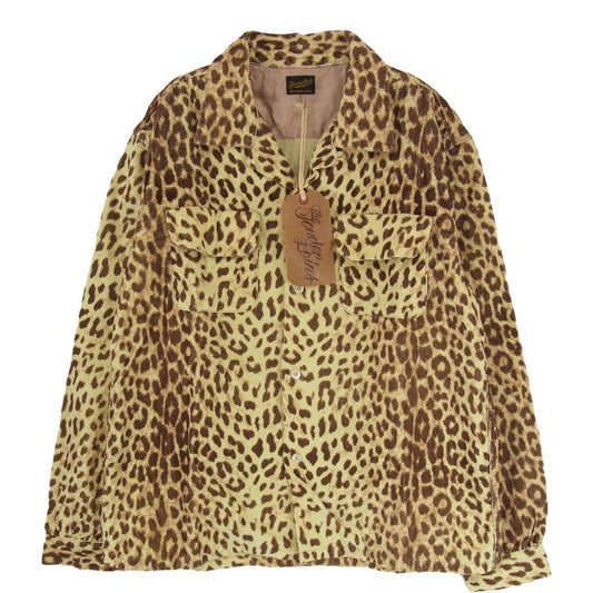 TENDERLOIN テンダーロイン T-CORDUROY SHT A LEOPARDO レオパード柄 コーデュロイ 長袖 オープンカラー シャツ ブラウン系 M【美品】【中古】