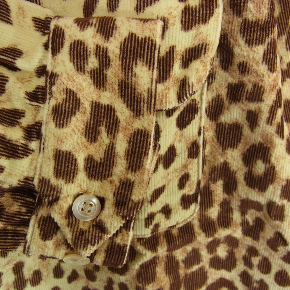 TENDERLOIN テンダーロイン T-CORDUROY SHT A LEOPARDO レオパード柄 コーデュロイ 長袖 オープンカラー シャツ ブラウン系 M【美品】【中古】