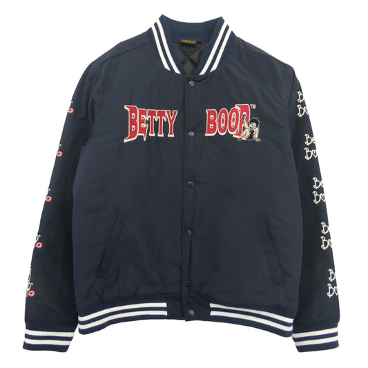 ローブローナックル BETTY BOOP ナイロン スタジャン スタジアム ジャケット ネイビー系 XXL【中古】