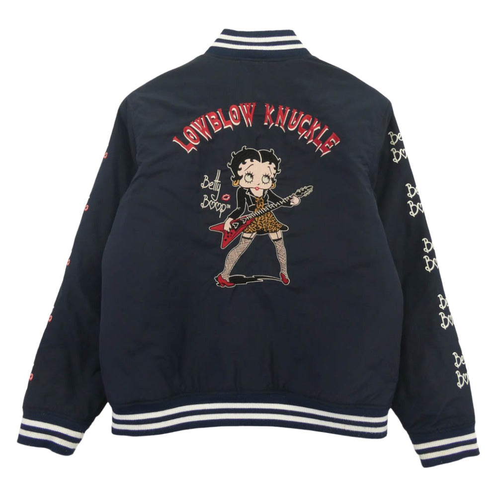 ローブローナックル BETTY BOOP ナイロン スタジャン スタジアム ジャケット ネイビー系 XXL【中古】