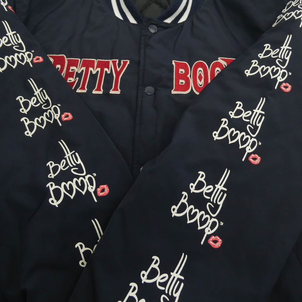 ローブローナックル BETTY BOOP ナイロン スタジャン スタジアム ジャケット ネイビー系 XXL【中古】