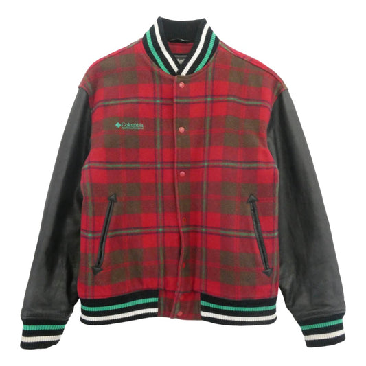 Columbia コロンビア PM3341 袖レザー ウール スタジャン スタジアム ジャケット レッド系 ブラック系 L【中古】