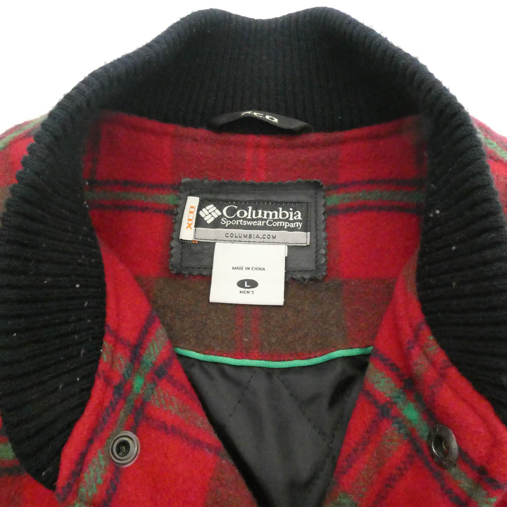 Columbia コロンビア PM3341 袖レザー ウール スタジャン スタジアム ジャケット レッド系 ブラック系 L【中古】