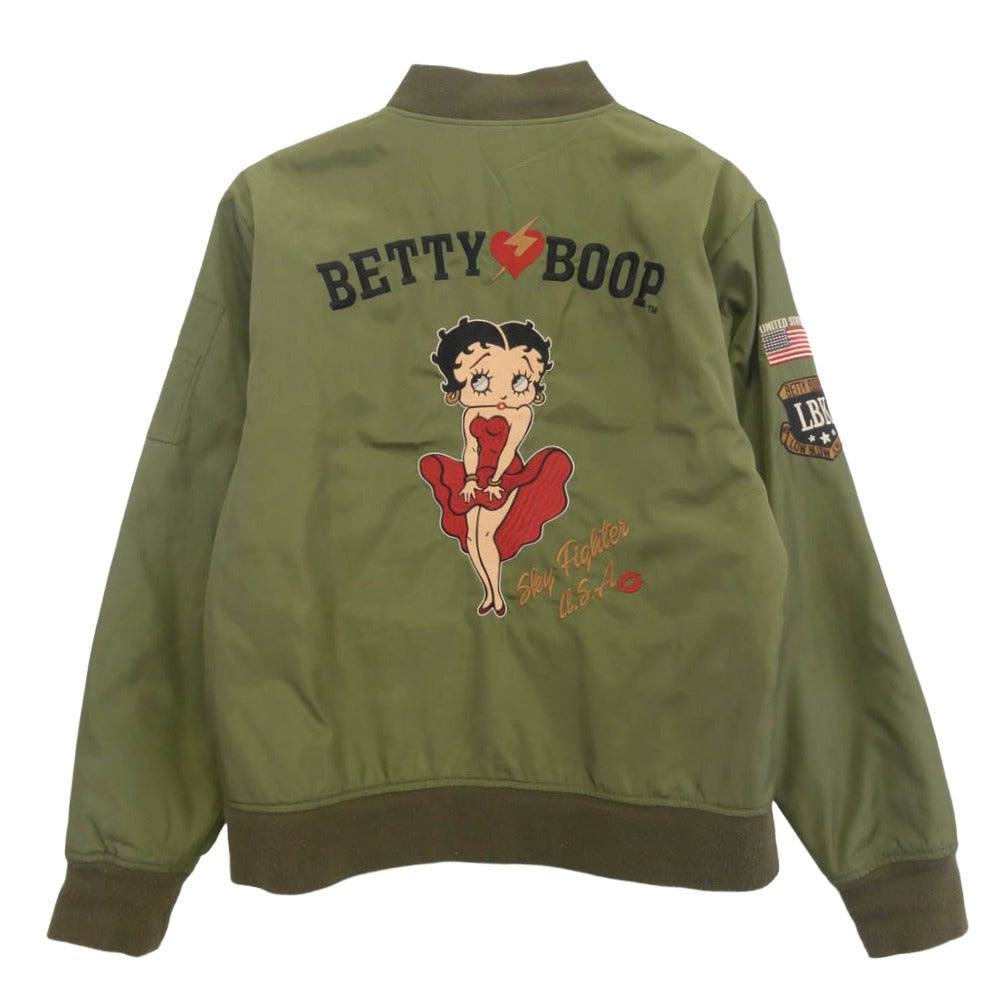 ローブローナックル BETTY BOOP MA-1 ミリタリー ジャケット カーキ系 XL【中古】