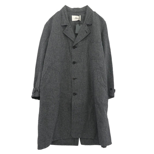 OUTIL ウティ OV-T003 MANTEAU PUPILLIN ペッパー＆ソルト コットン リネン ワーク コート ダークグレー系 2【極上美品】【中古】