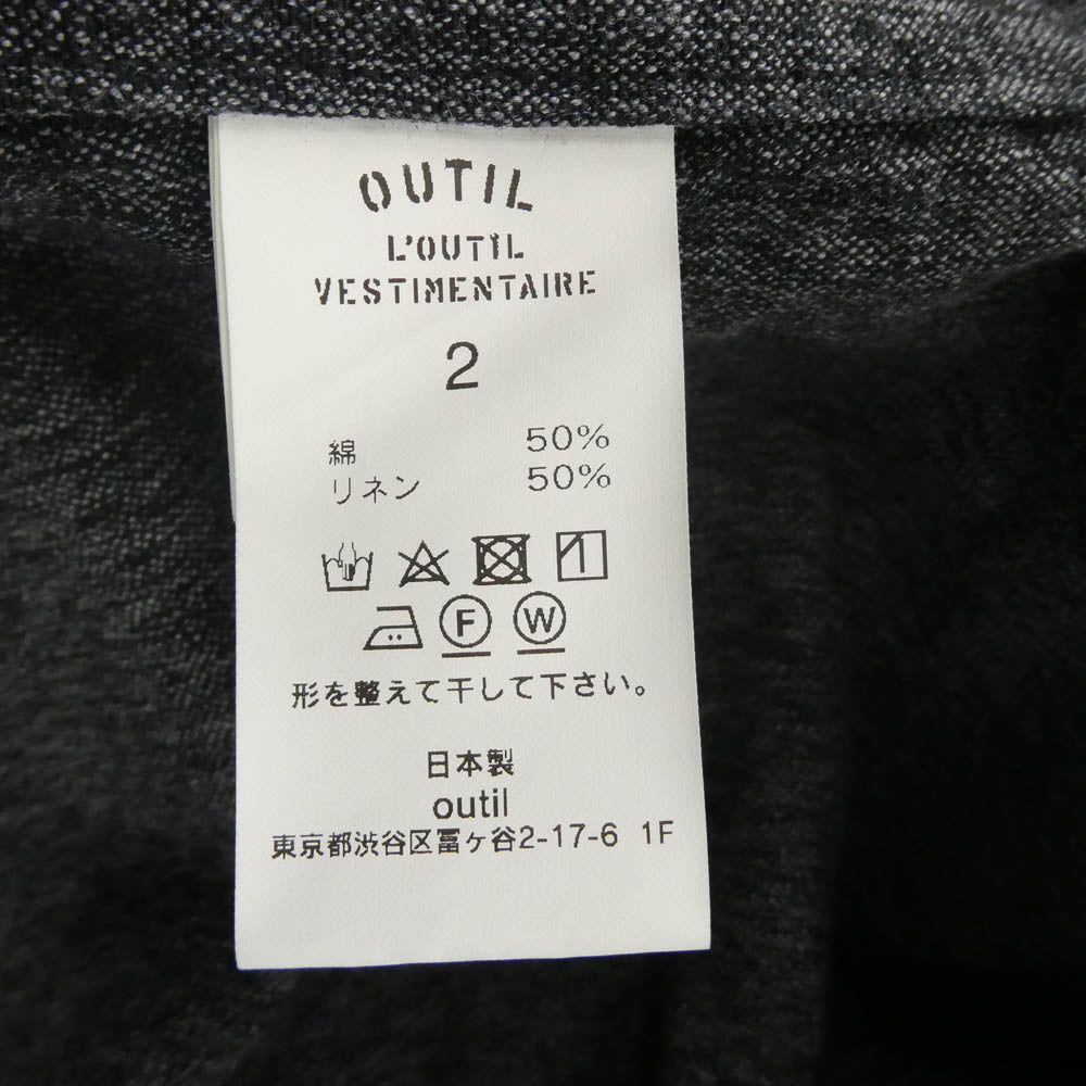 OUTIL ウティ OV-T003 MANTEAU PUPILLIN ペッパー＆ソルト コットン リネン ワーク コート ダークグレー系 2【極上美品】【中古】