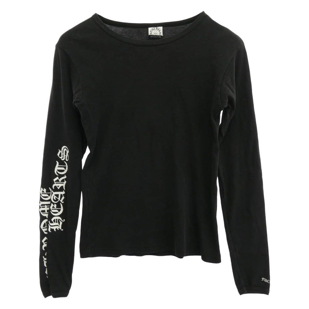 CHROME HEARTS クロムハーツ（原本無） OLD オールド 袖ロゴ アームロゴ ロングスリーブ カットソー 長袖 Tシャツ ブラック系【中古】